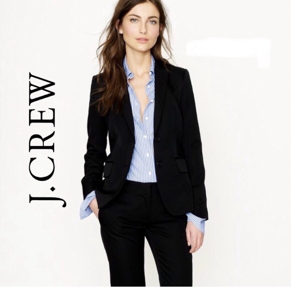 J. Crew Super 120's black blazer jacket 100% Wool business career wear